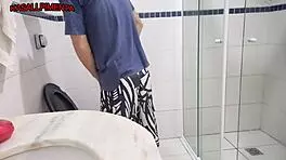 my cuckold sent me to the bathroom to suck his friend who came super fast