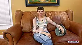 Petite blonde sucks big dick and gets cum facial!