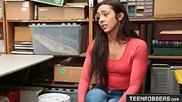 cute shy teen shoplifter lilly hall gets hard doggystyle at work