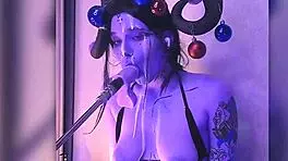 Devil filled with cum passionately gives blowjobs and uses huge dildo!