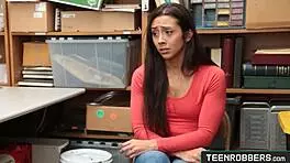 cute shy teen shoplifter lilly hall gets hard doggystyle at work