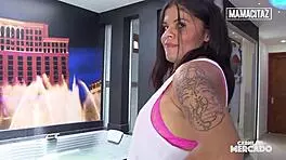 busty latina vick valencia gets oiled and fucked deep by a stranger in casting 😍 cumshot all over her big ass