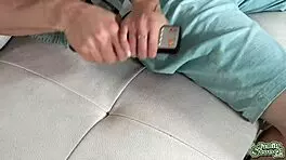 I can't believe my buddy pulled out his cock for that brunette to deepthroat on the sofa