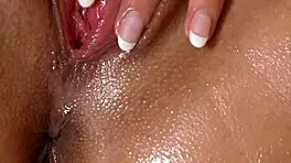 She gently explores every curve of her petite natural body during this sensual czech massage session