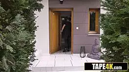 horny married milf in fishnets begs young 18+ stud for blowjob and pussy fucking