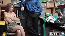 Petite teen gets busted and fucked by bad cop at office 😏