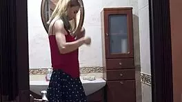 tattooed teen riding and blowing hairless pussy