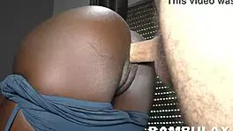 skinny black girl getting pounded and creampied by huge white dick 😈