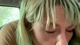 real hooker sucks cock in car backseat and swallows every drop