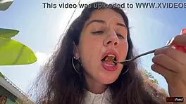 Friend Cums On Face In Cafe For Sperm Food.