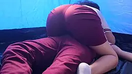 i'm a mexican teen riding my friend's cock in the tent on our field trip, loving hidden fucks