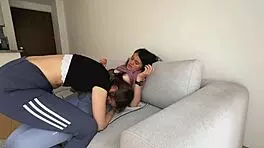 Latina Babe Has Lesbian Sex with Trainer Paid by Cuckold Husband