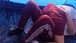 i'm a mexican teen riding my friend's cock in the tent on our field trip, loving hidden fucks