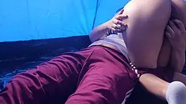 i'm a mexican teen riding my friend's cock in the tent on our field trip, loving hidden fucks