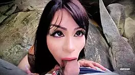 Adorable Girl Gives Deep Blowjob And Plays With Pussy In Public POV