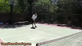 Bendy real teen spanked at outdoor party