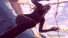 Lucy says, 'Watch me take off this bikini in the pool.'