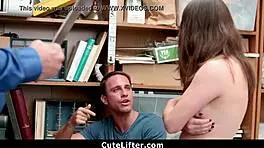 Shoplifter With Braces Gets Fucked In Front Of Boyfriend!