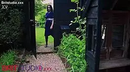 british nurse gives patient oily handjob with big tits in lingerie