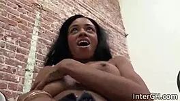 Ebony Backs Her Ass Up To The Glory Hole For Interracial Cock