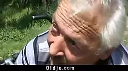 Dirty Blonde Meets Grandpa For A Chat