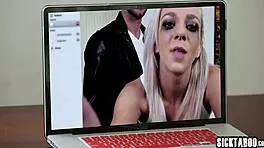 hey, this perverted teen with big tits is sucking a guy's monster cock 😏