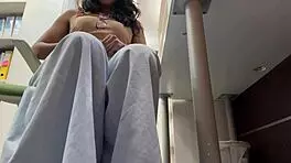 Young Girl Masturbates in Office and Gets Huge Ass Blowjob as Surprise