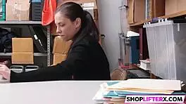 Burglar caught at work gets hardcore fucking with monster cock by police officer in the office.