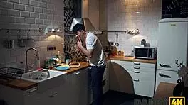 redhead goes crazy and jumps on daddy's cock