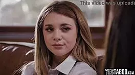 Big boobs cheerleader seduces petite classmate in lesbian sex! 😍