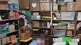 Strict security guard dominates black busty babe with blowjob and interracial fucking at work for stealing!
