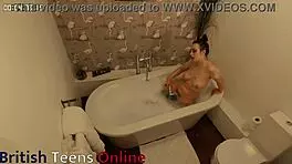 British teen intensely gets naughty in bath solo