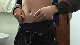 i rip clothes to masturbate with monster cock in bathroom, skinny young 18+ amateur