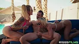 Pretty milf with big boobs fucks pool guy to intense orgasm