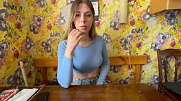 His fat cock looks like a snickers in this homemade scene.