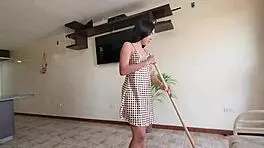 Beautiful Latina Sister-in-Law Bent Over in Skirt for Dollars.