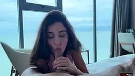 brunette teen step sister rides step brother's huge cock for quickie revenge!