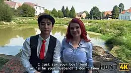 Slutty redhead seduces producer on street