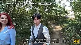 Slutty redhead seduces producer on street