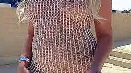 Transparent Dress Without Underwear! Blonde Flashes Ass Publicly