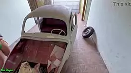 The Redhead Fucks In The Fusca! Cuckold Watches Old Man Blowjob.