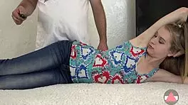 I-I can't stop humping her tight jeans, feeling so horny!