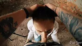 Pov long haired teen 18+ facefucked deep in abandoned building