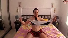 cute girl in stockings uses vibrator for solo pleasure