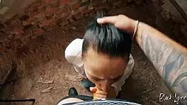 Pov long haired teen 18+ facefucked deep in abandoned building