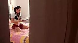 cute girl in stockings uses vibrator for solo pleasure