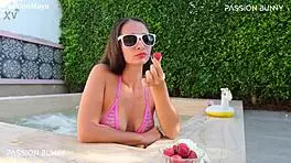 Morning Bikini Chill with Girl Next Door Flashing Outdoors