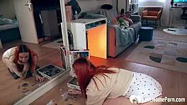 step sis got distracted by puzzles so i took her from behind 😏