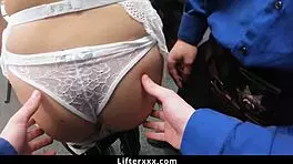 Bella luna gets strip searched and double fucked by two lp guards at work