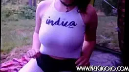 hayli haze shows off her big tits outdoors!